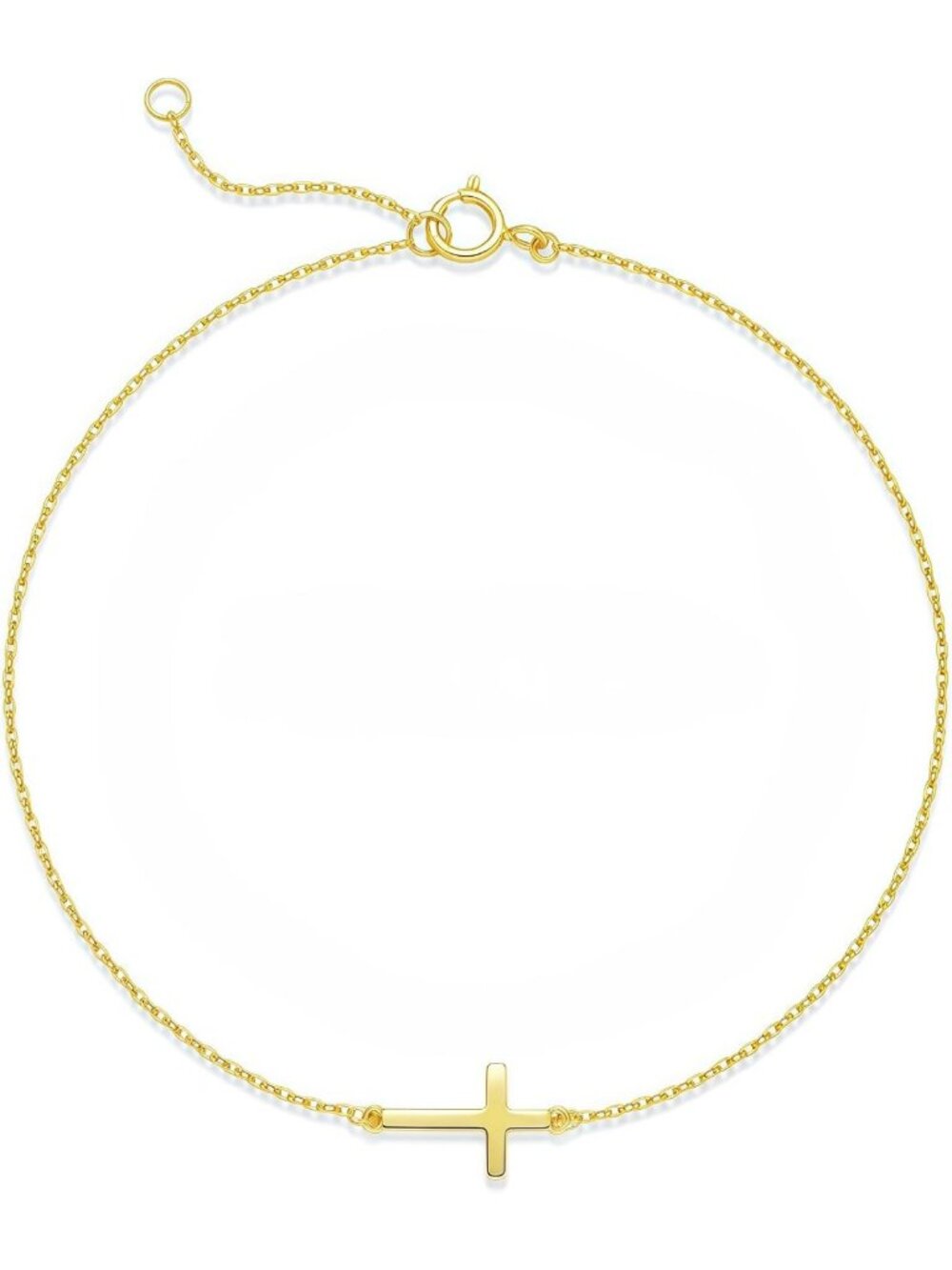 Dainty 925 Sterling Silver Cross Bracelet for Women - Adjustable Stackable Charm
